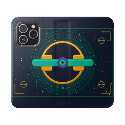 Unboards Cosmic Flip Case — Retro Space Tech Wallet Cover
