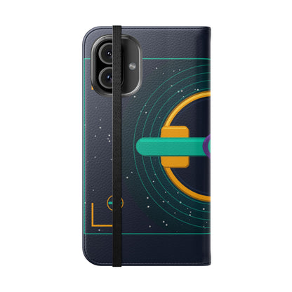 Unboards Cosmic Flip Case — Retro Space Tech Wallet Cover