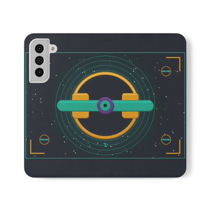 Unboards Cosmic Flip Case — Retro Space Tech Wallet Cover