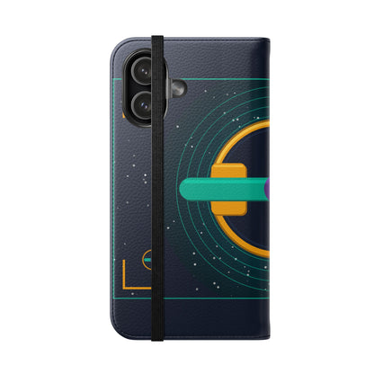 Unboards Cosmic Flip Case — Retro Space Tech Wallet Cover