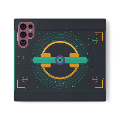 Unboards Cosmic Flip Case — Retro Space Tech Wallet Cover