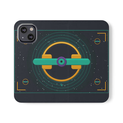 Unboards Cosmic Flip Case — Retro Space Tech Wallet Cover
