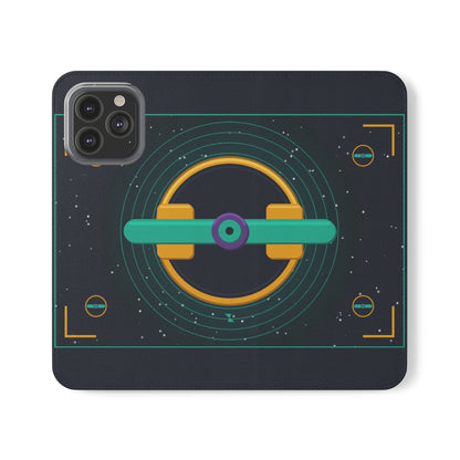 Unboards Cosmic Flip Case — Retro Space Tech Wallet Cover