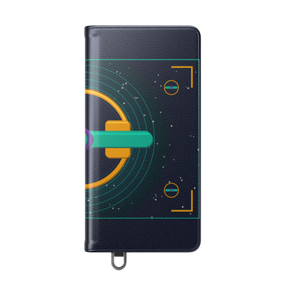 Unboards Cosmic Flip Case — Retro Space Tech Wallet Cover