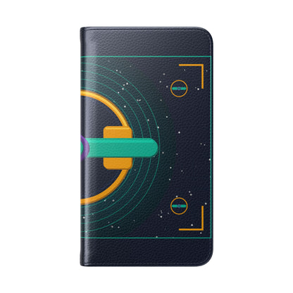 Unboards Cosmic Flip Case — Retro Space Tech Wallet Cover