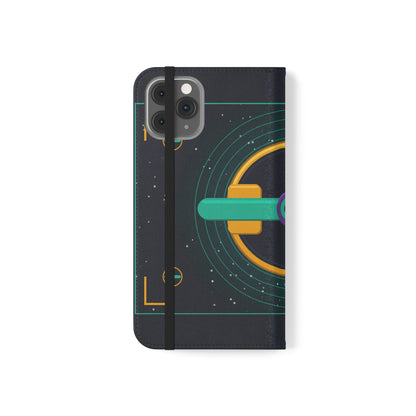 Unboards Cosmic Flip Case — Retro Space Tech Wallet Cover