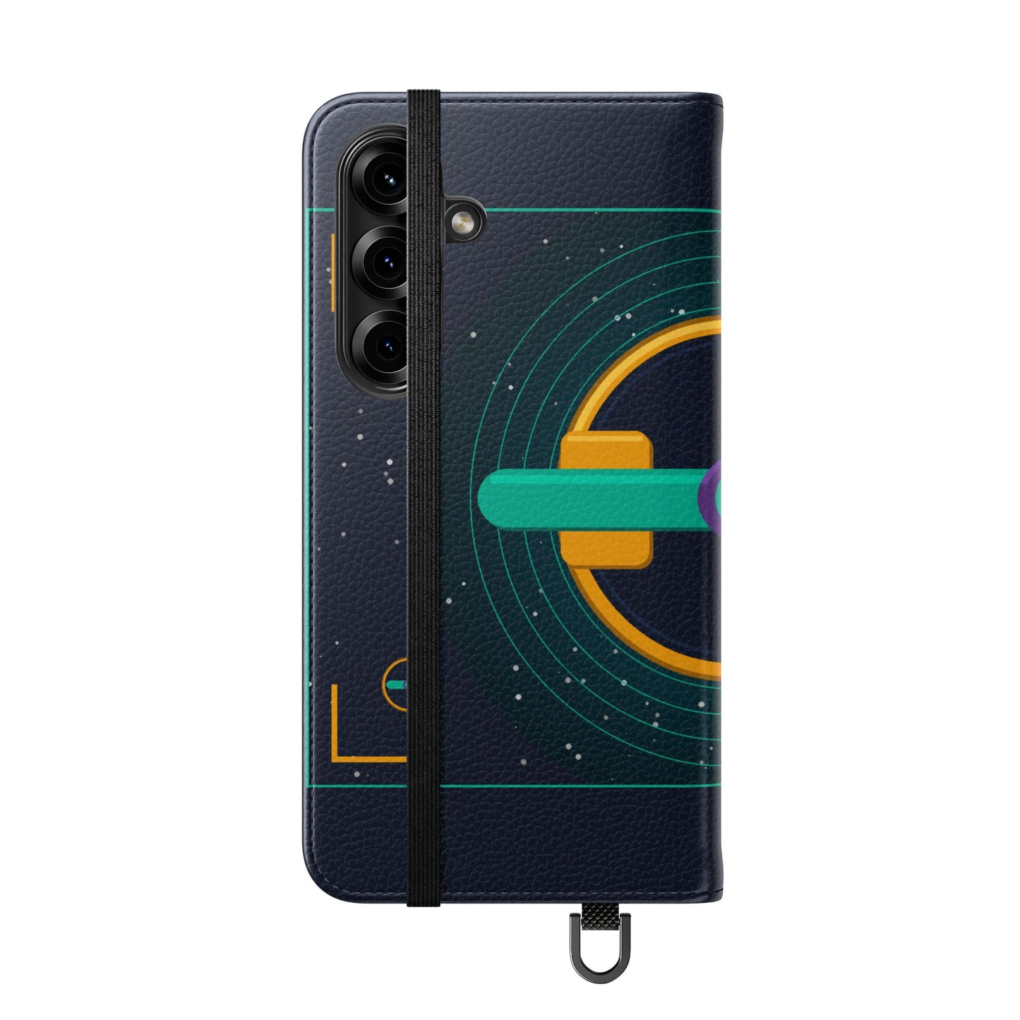 Unboards Cosmic Flip Case — Retro Space Tech Wallet Cover