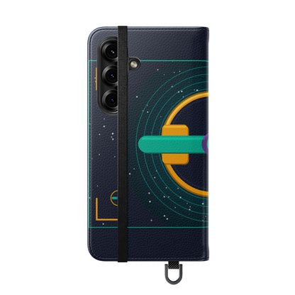 Unboards Cosmic Flip Case — Retro Space Tech Wallet Cover