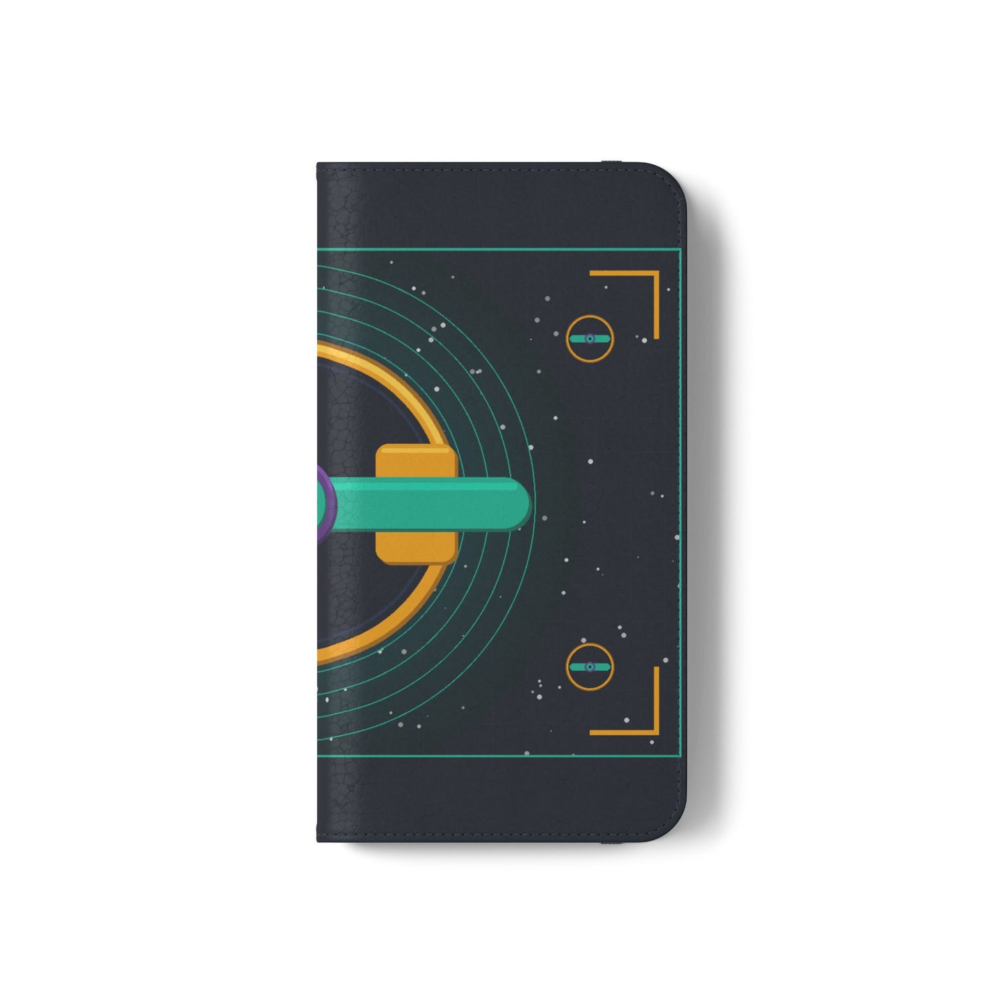 Unboards Cosmic Flip Case — Retro Space Tech Wallet Cover