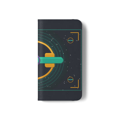 Unboards Cosmic Flip Case — Retro Space Tech Wallet Cover