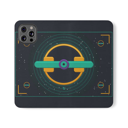 Unboards Cosmic Flip Case — Retro Space Tech Wallet Cover