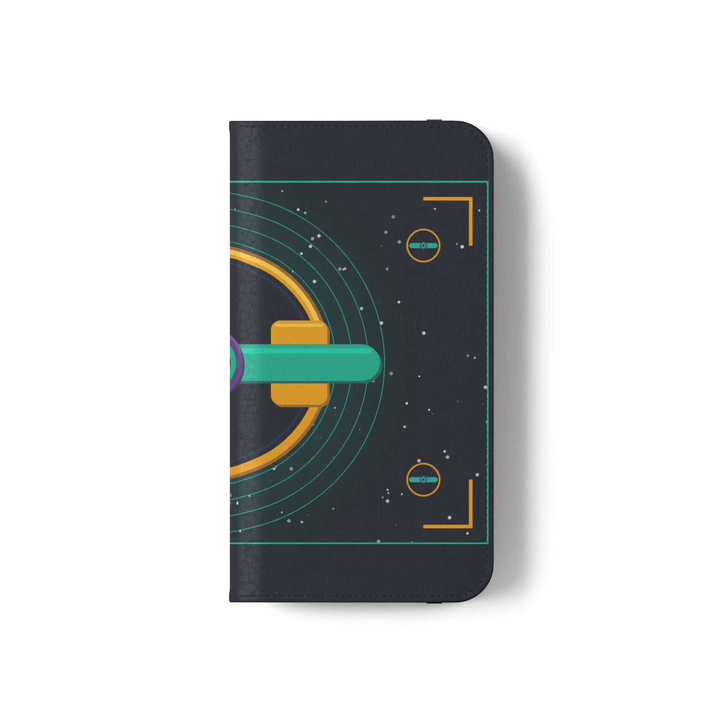 Unboards Cosmic Flip Case — Retro Space Tech Wallet Cover