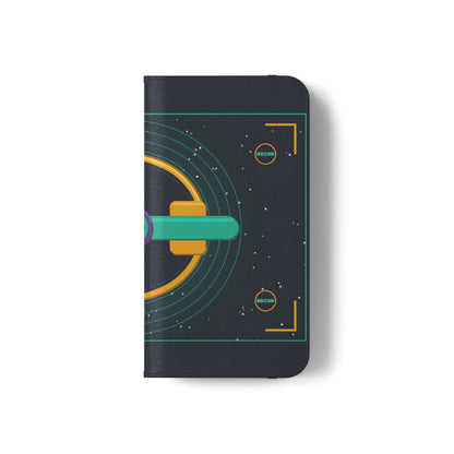 Unboards Cosmic Flip Case — Retro Space Tech Wallet Cover