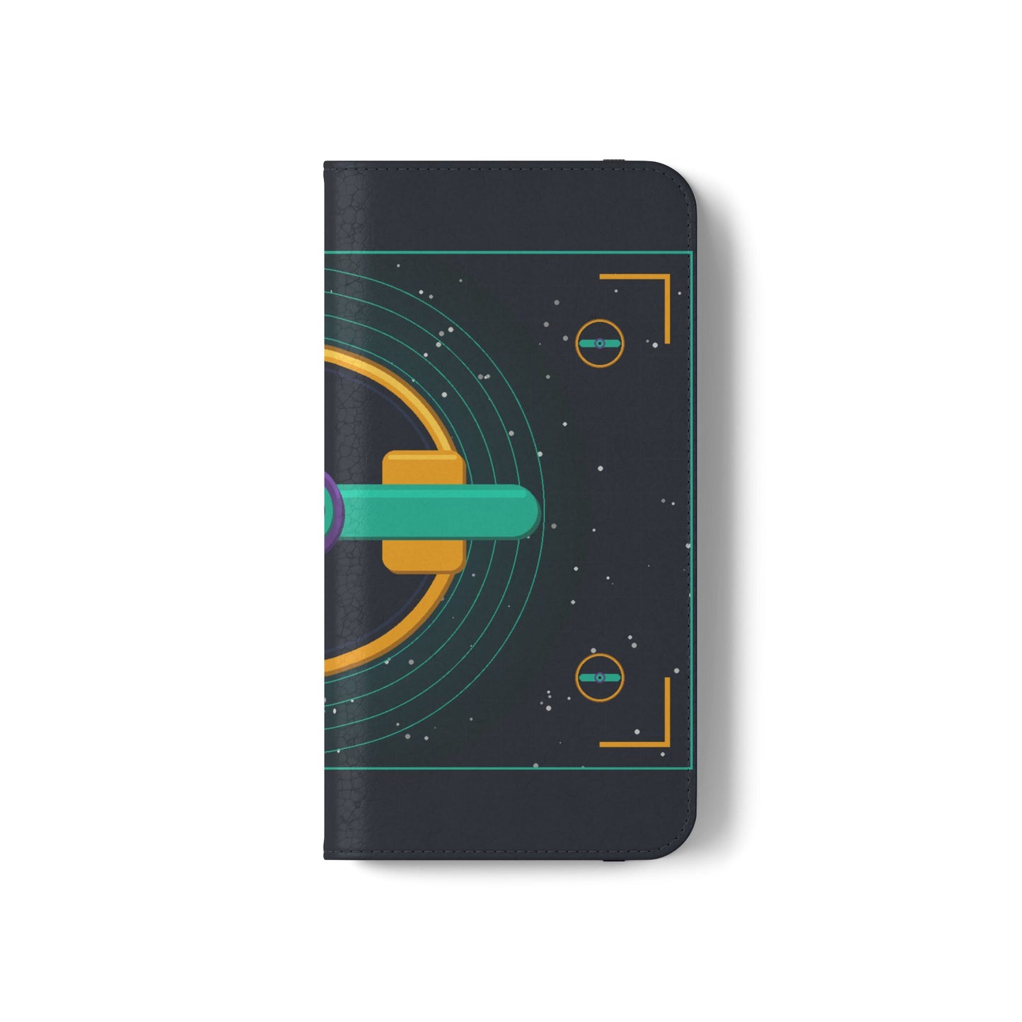 Unboards Cosmic Flip Case — Retro Space Tech Wallet Cover