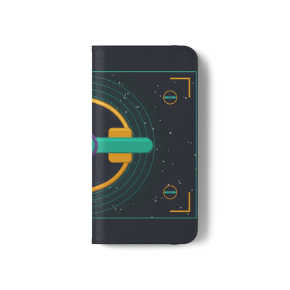Unboards Cosmic Flip Case — Retro Space Tech Wallet Cover
