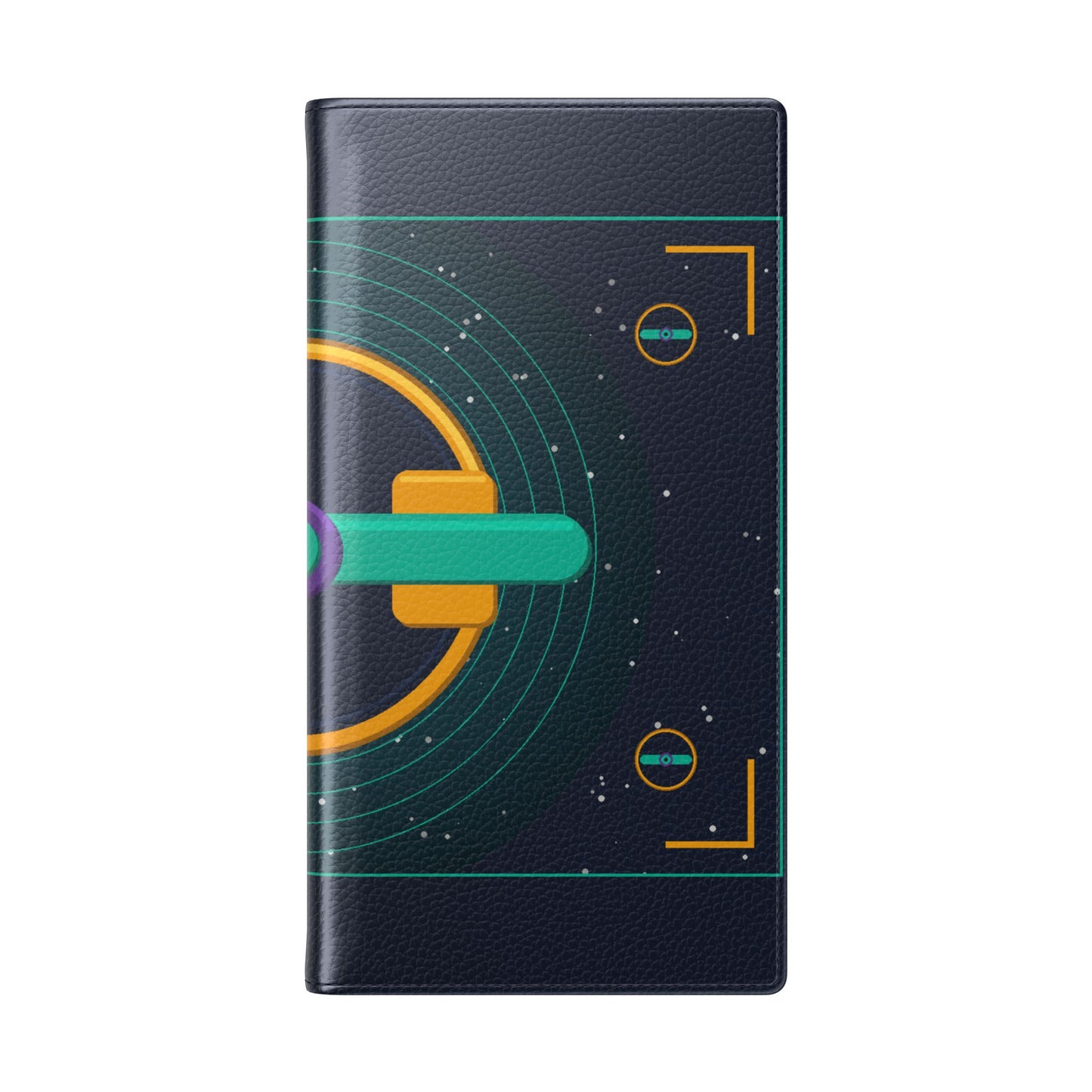 Unboards Cosmic Flip Case — Retro Space Tech Wallet Cover