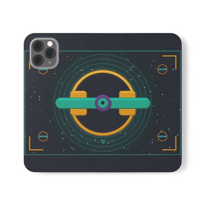 Unboards Cosmic Flip Case — Retro Space Tech Wallet Cover