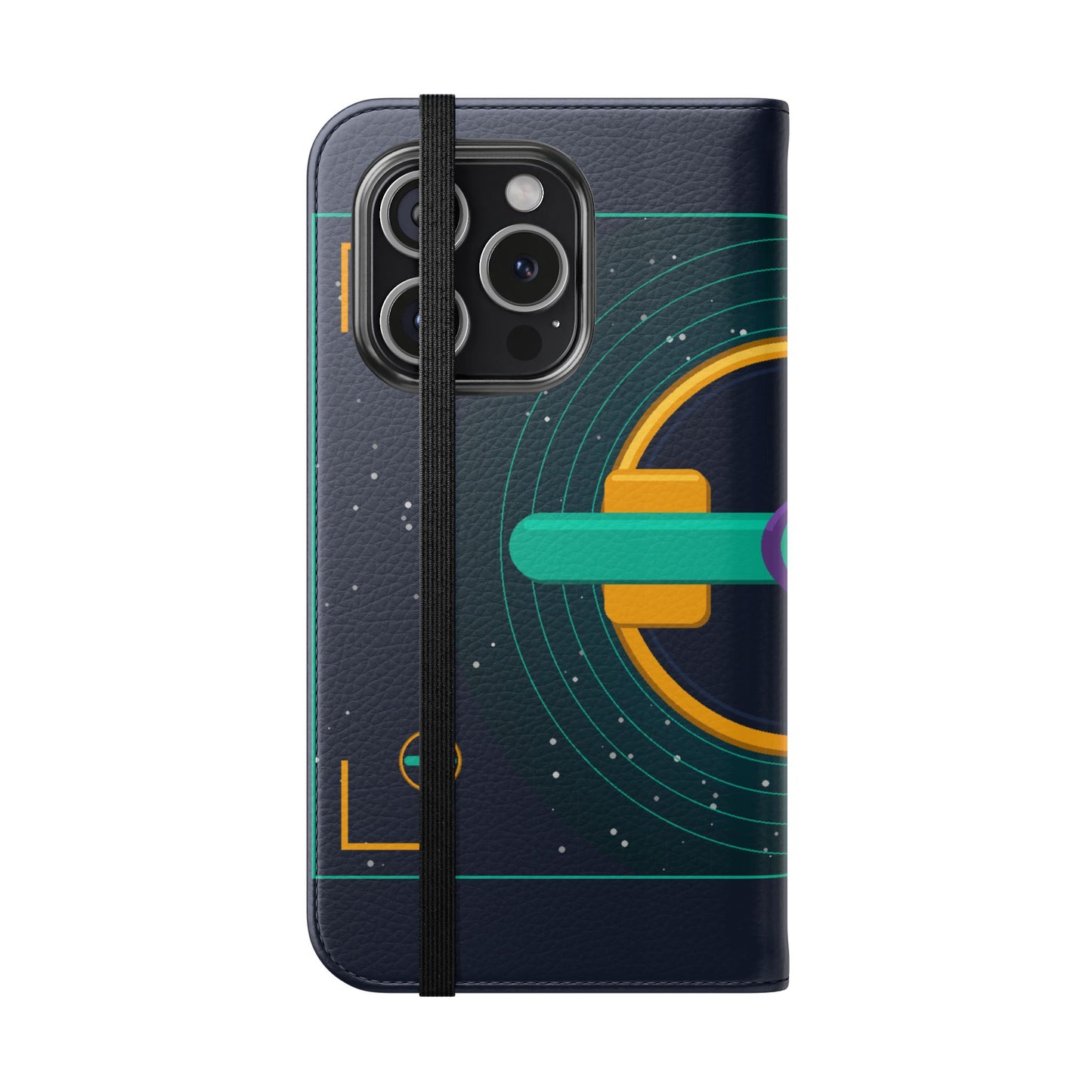 Unboards Cosmic Flip Case — Retro Space Tech Wallet Cover
