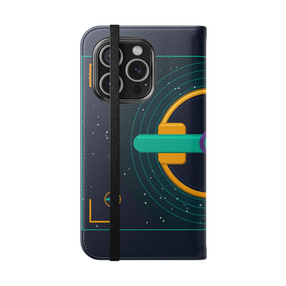 Unboards Cosmic Flip Case — Retro Space Tech Wallet Cover