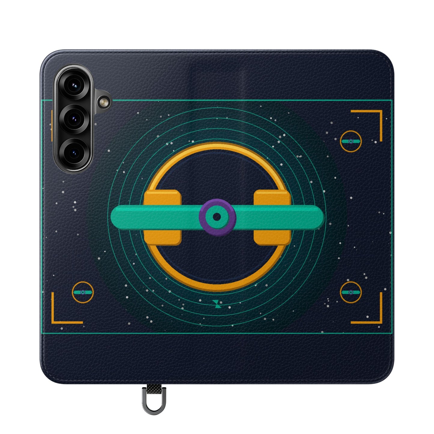 Unboards Cosmic Flip Case — Retro Space Tech Wallet Cover
