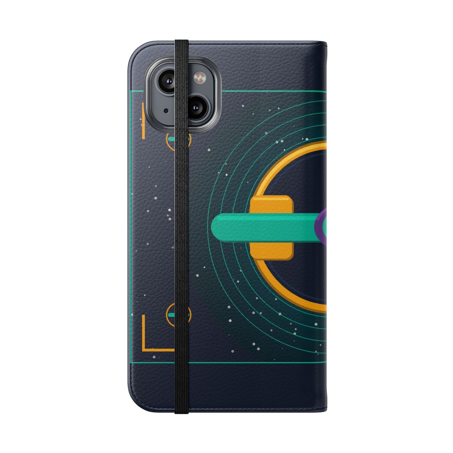 Unboards Cosmic Flip Case — Retro Space Tech Wallet Cover