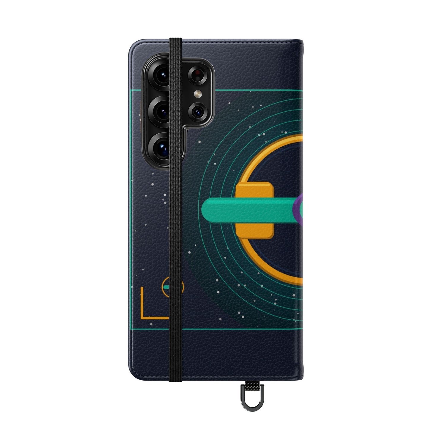 Unboards Cosmic Flip Case — Retro Space Tech Wallet Cover