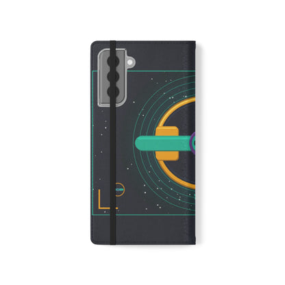 Unboards Cosmic Flip Case — Retro Space Tech Wallet Cover