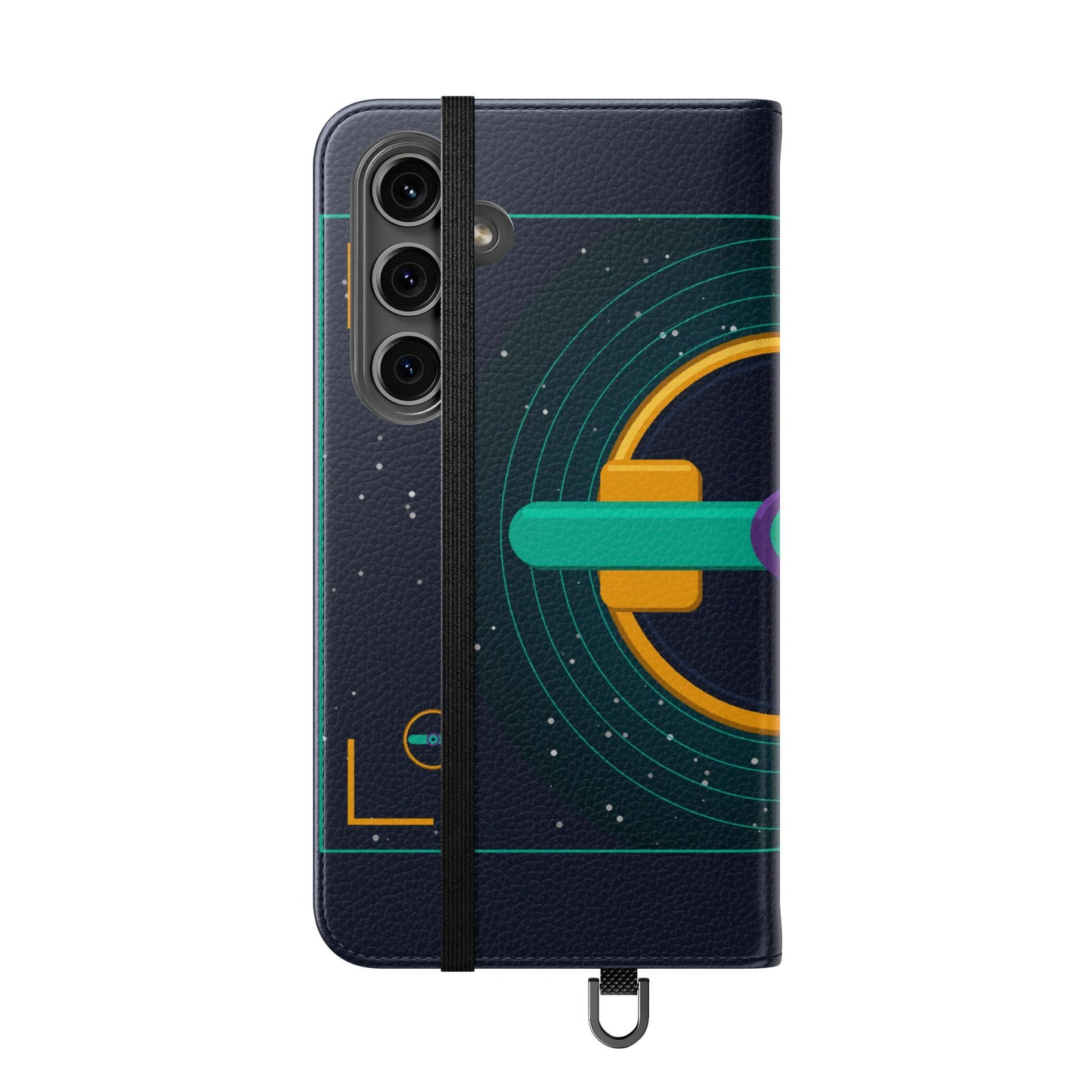 Unboards Cosmic Flip Case — Retro Space Tech Wallet Cover