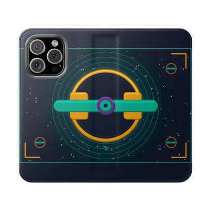 Unboards Cosmic Flip Case — Retro Space Tech Wallet Cover