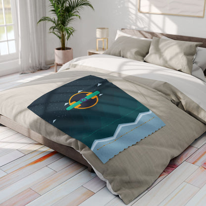 Unboards Arctic Night Fleece Blanket — Geometric Polar Landscape Throw