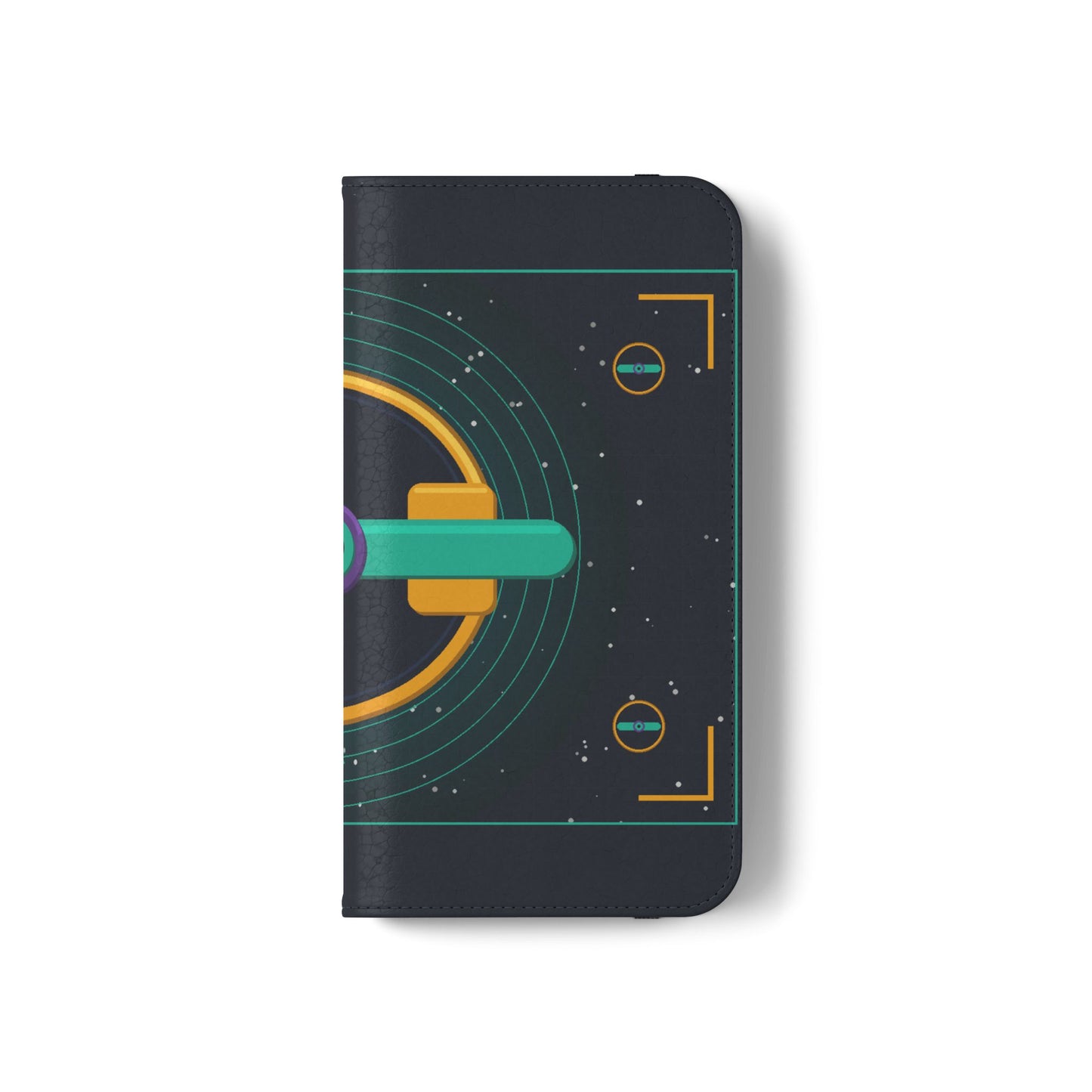 Unboards Cosmic Flip Case — Retro Space Tech Wallet Cover
