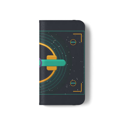 Unboards Cosmic Flip Case — Retro Space Tech Wallet Cover