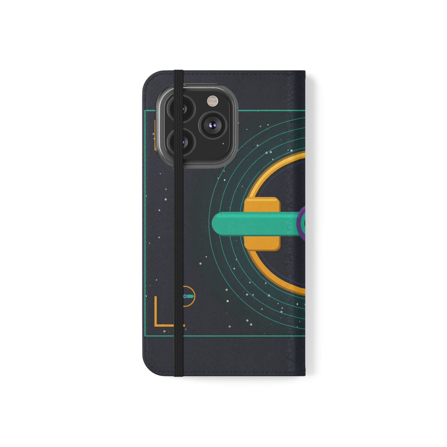 Unboards Cosmic Flip Case — Retro Space Tech Wallet Cover