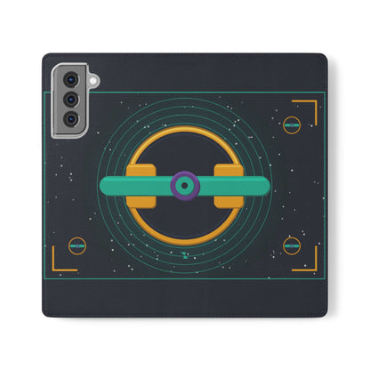 Unboards Cosmic Flip Case — Retro Space Tech Wallet Cover