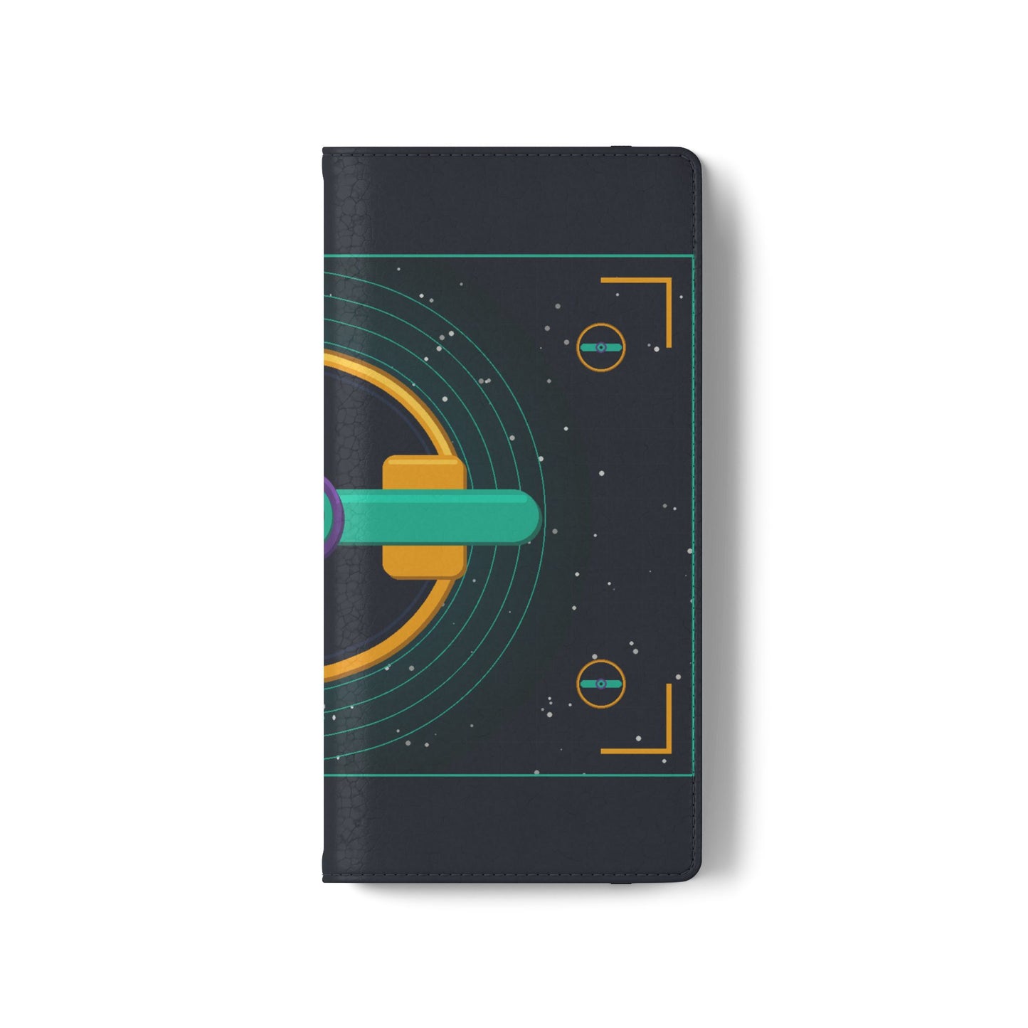 Unboards Cosmic Flip Case — Retro Space Tech Wallet Cover