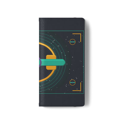 Unboards Cosmic Flip Case — Retro Space Tech Wallet Cover