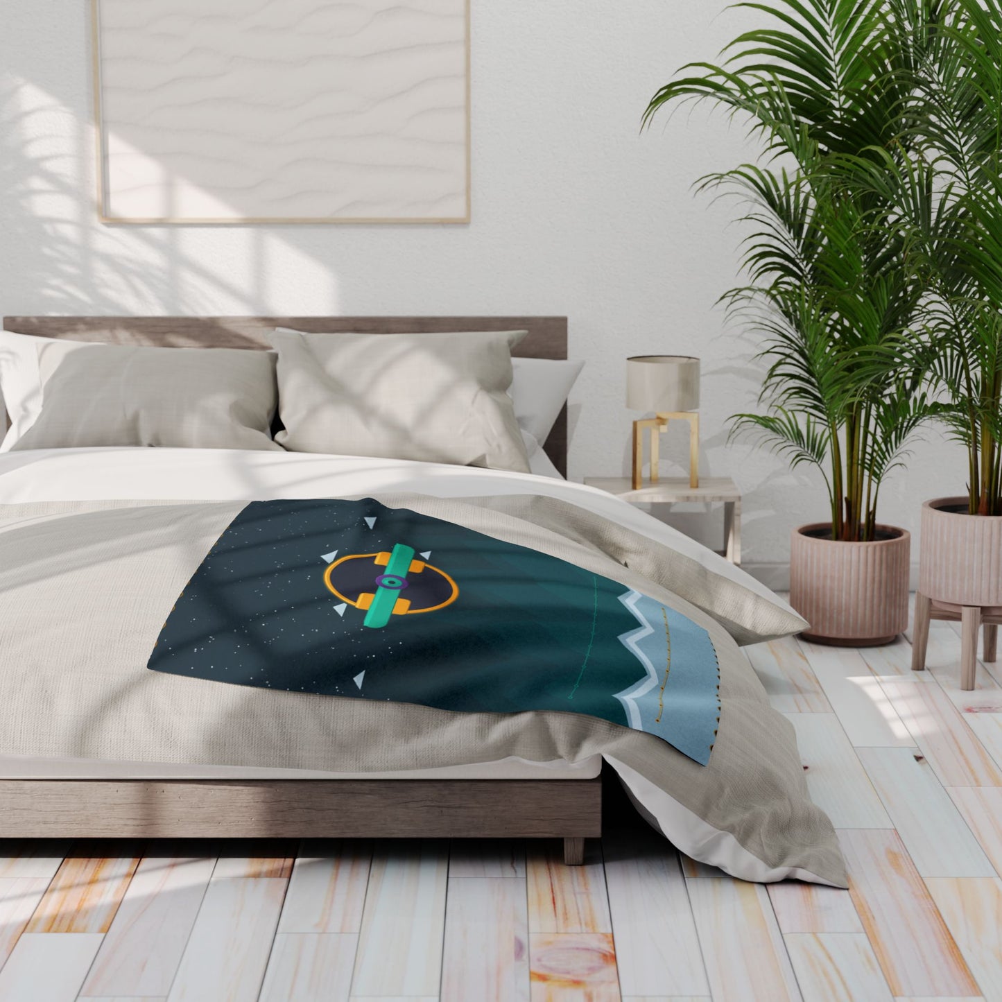 Unboards Arctic Night Fleece Blanket — Geometric Polar Landscape Throw