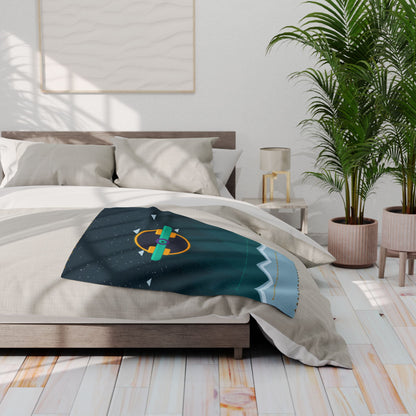 Unboards Arctic Night Fleece Blanket — Geometric Polar Landscape Throw