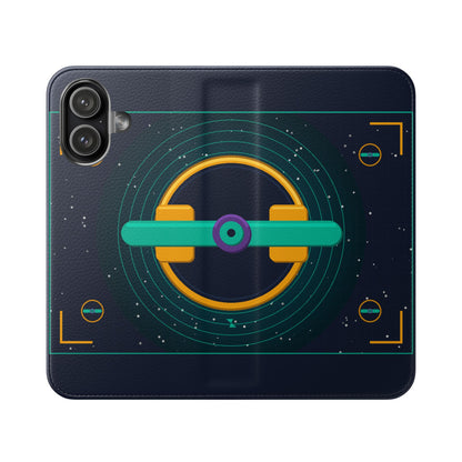 Unboards Cosmic Flip Case — Retro Space Tech Wallet Cover