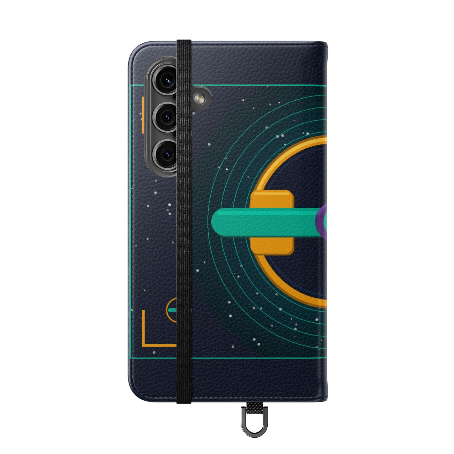 Unboards Cosmic Flip Case — Retro Space Tech Wallet Cover