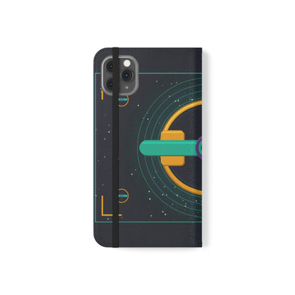 Unboards Cosmic Flip Case — Retro Space Tech Wallet Cover