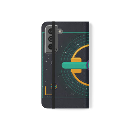 Unboards Cosmic Flip Case — Retro Space Tech Wallet Cover