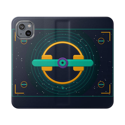 Unboards Cosmic Flip Case — Retro Space Tech Wallet Cover