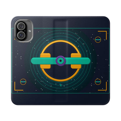 Unboards Cosmic Flip Case — Retro Space Tech Wallet Cover