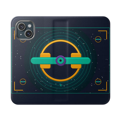 Unboards Cosmic Flip Case — Retro Space Tech Wallet Cover