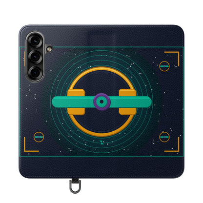 Unboards Cosmic Flip Case — Retro Space Tech Wallet Cover