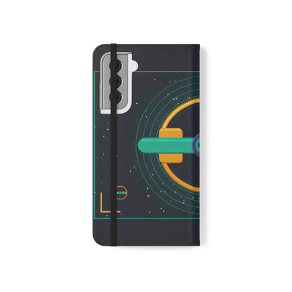 Unboards Cosmic Flip Case — Retro Space Tech Wallet Cover