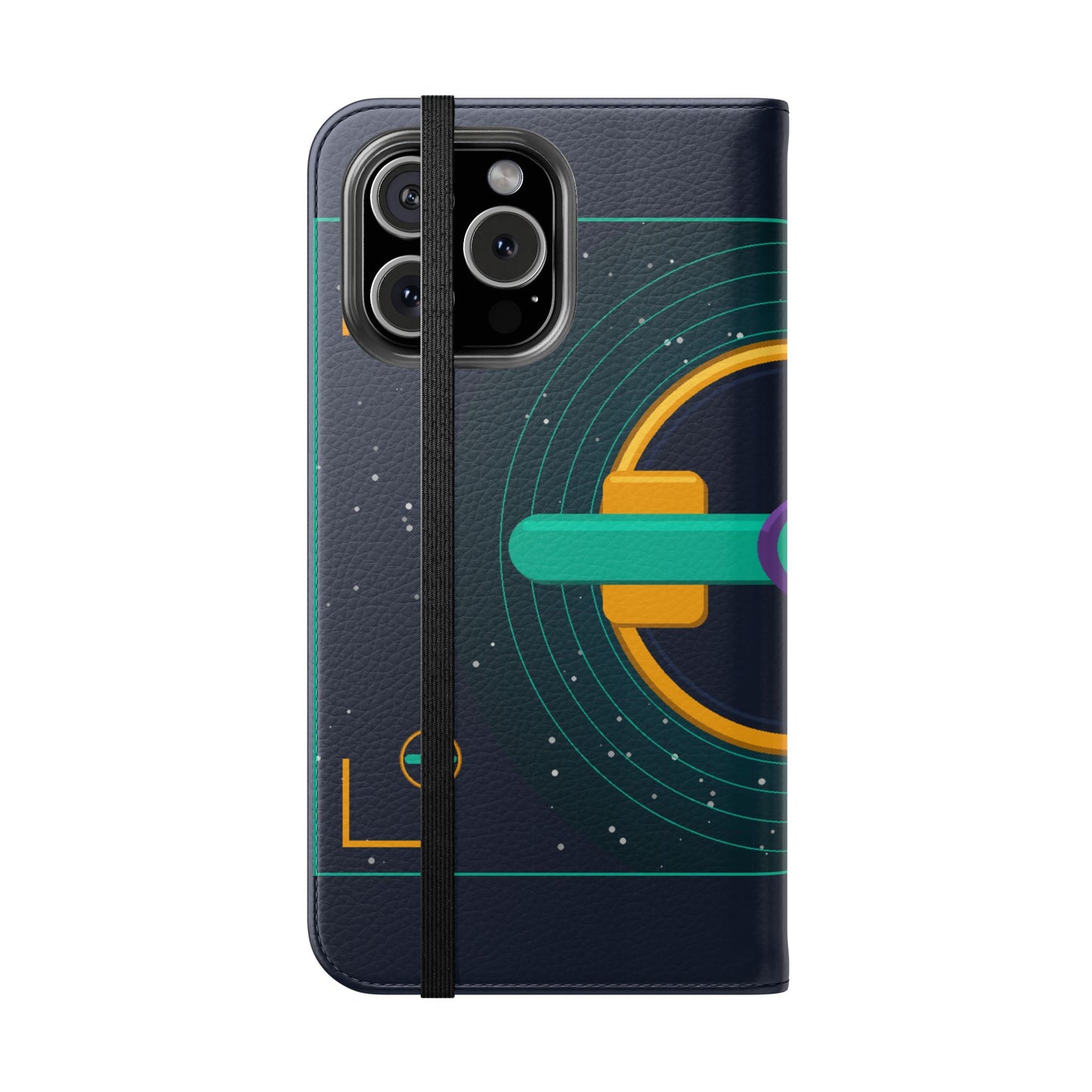 Unboards Cosmic Flip Case — Retro Space Tech Wallet Cover