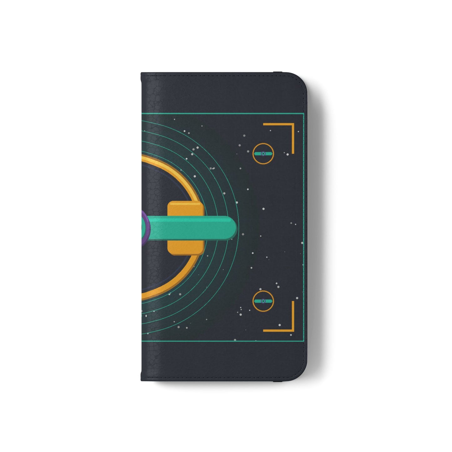 Unboards Cosmic Flip Case — Retro Space Tech Wallet Cover