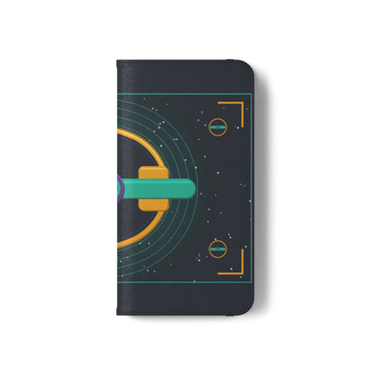 Unboards Cosmic Flip Case — Retro Space Tech Wallet Cover